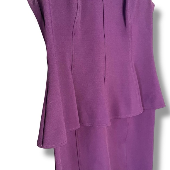 ST. JOHN Peplum Dress Womens 14 Sleeveless V-Neck Mulberry Purple Career Stretch - Picture 3 of 8